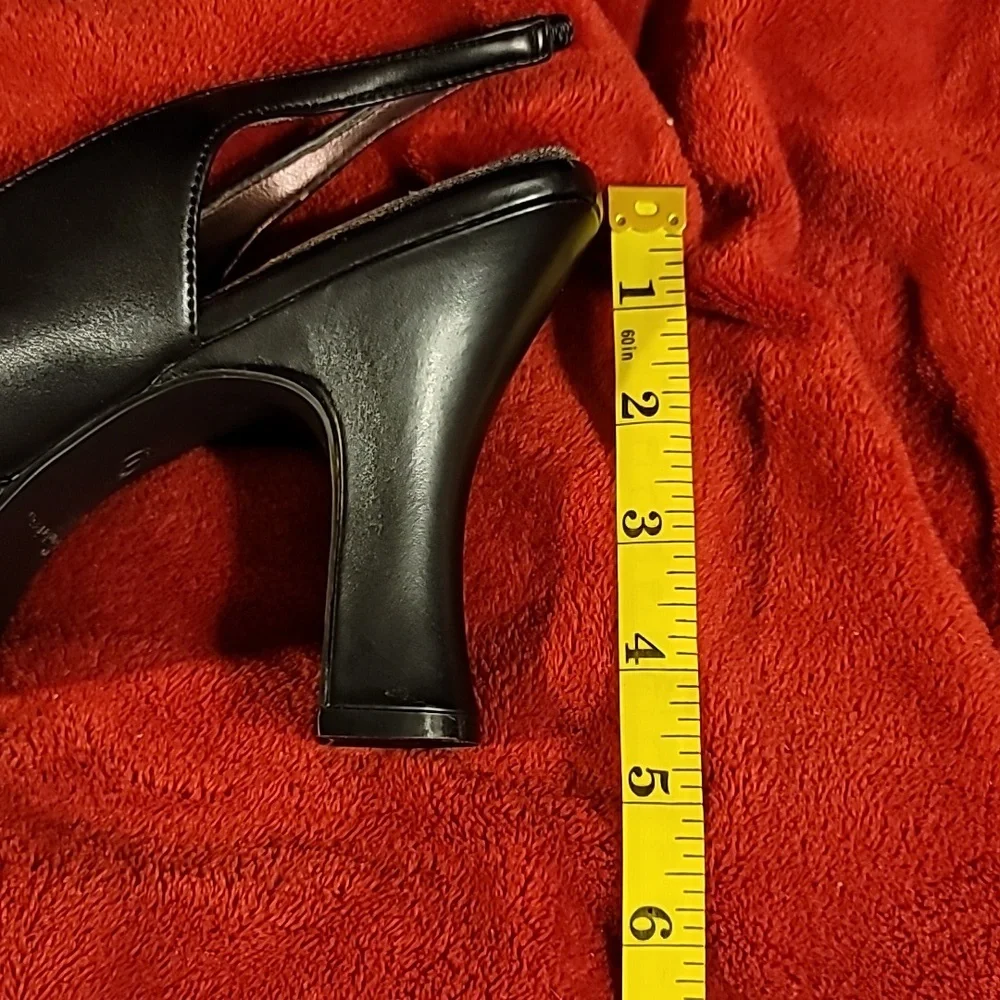 PLATFORM SLING BACK SANDAL OPEN TOE PUMP BLACK SIZE 9